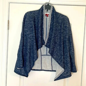 Red Camel Open Front Navy Blue Long Sleeve Mid-Length Cardigan - Size M